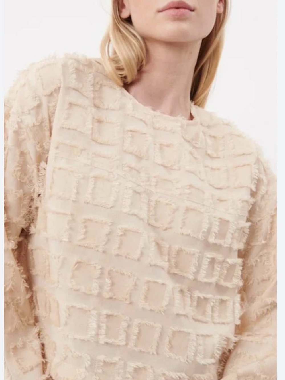 FRNCH Anatolia Top Frayed Square Pattern Women’s Size Small